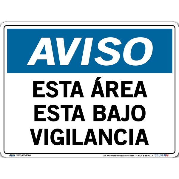 Vinyl Label Sign, 9-1/2" Height, 12-1/2" Width, Vinyl Label, Rectangle, Spanish